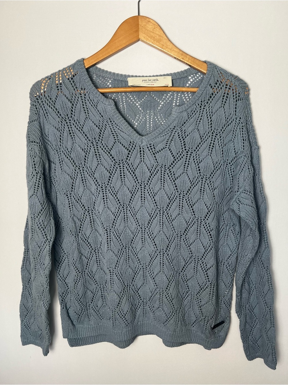 Peace Love World Women’s Blue Knit Boho Sweater Small - Picture 1 of 7